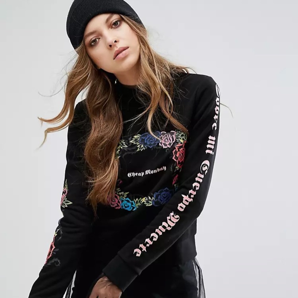 Cheap Monday Floral Slogan Sweatshirt